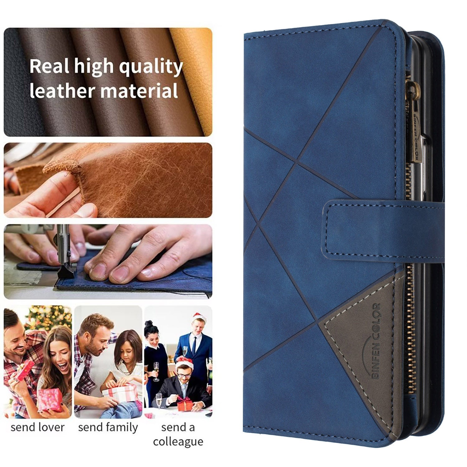 BINFEN COLOR For Samsung Galaxy Z Fold3 5G PU Leather Line Imprinted Phone Case Stand Zipper Pocket Wallet Cover BINFEN COLOR For Samsung Galaxy Z Fold3 5G PU Leather Line Imprinted Phone Case Stand Zipper Pocket Wallet Cover